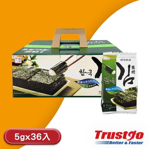 【美式賣場】韓味不二 鹽烤海苔(5gx36入)