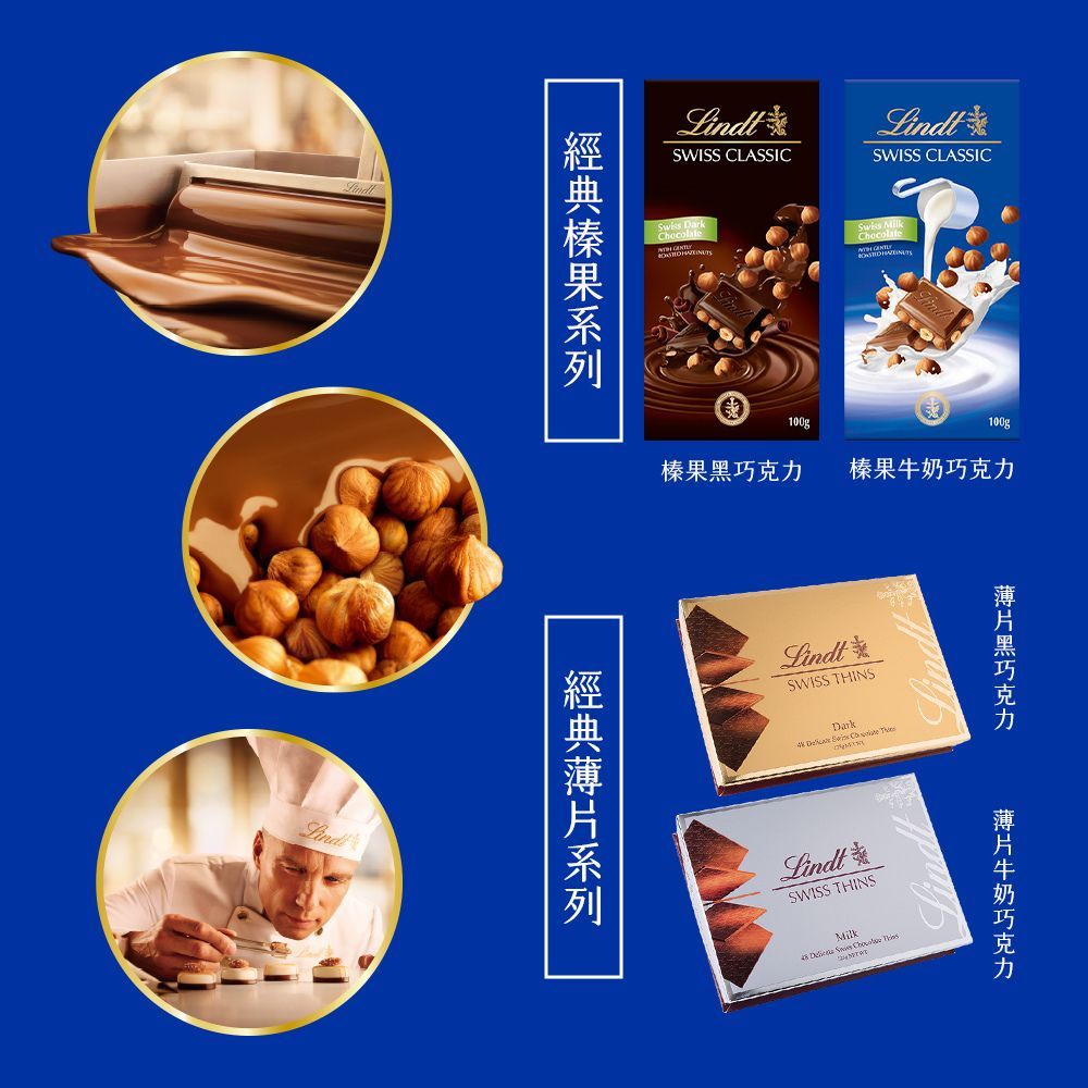 Lindt 瑞士蓮 經典榛果巧克力 100g(牛奶/黑巧)