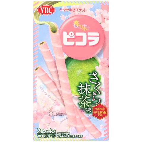 YBC 櫻花抹茶風味捲心餅 (49g)