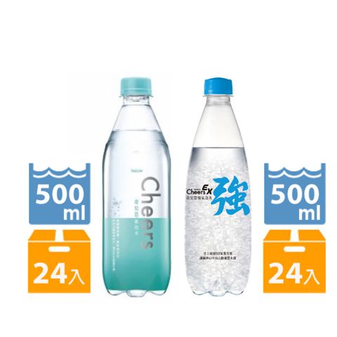 泰山 Cheers氣泡水500ml(24入/箱) + Cheers EX 強氣泡水500ml(24入/箱)