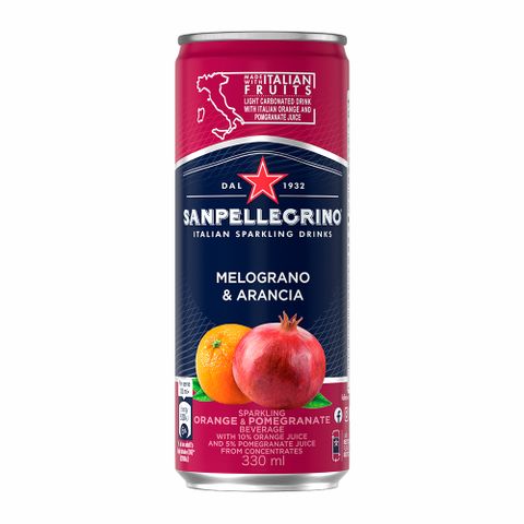 聖沛黎洛 氣泡水果水 罐裝-柑橘紅石榴(330mlx24入)