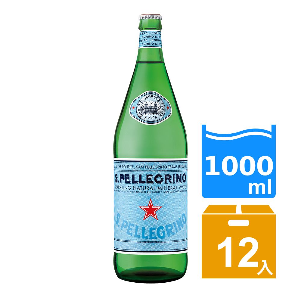 S.Pellegrino 聖沛黎洛  氣泡礦泉水(1000mlx12入) 玻璃 (義大利原裝)