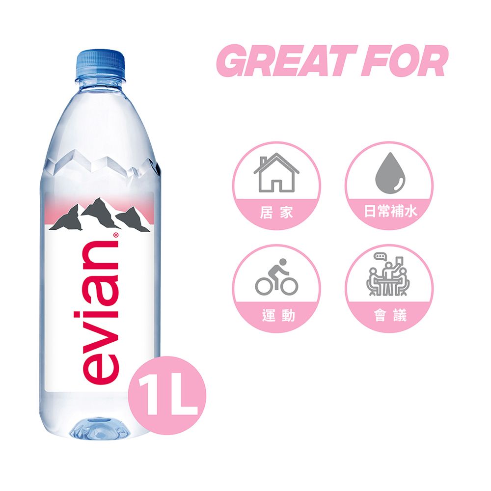 evian 【依雲公司貨】天然礦泉水(1000ml/12入)X5箱