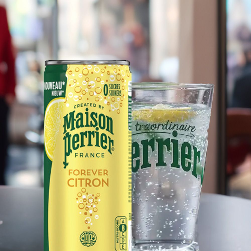 Perrier 沛綠雅 檸檬風味氣泡礦泉水330ml箱購 (330mlx24入鋁罐)