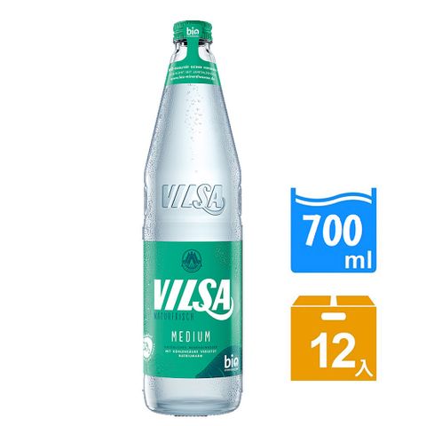 【德國VILSA】MEDIUM氣泡礦泉水 玻璃瓶 700ml-12入/Glass