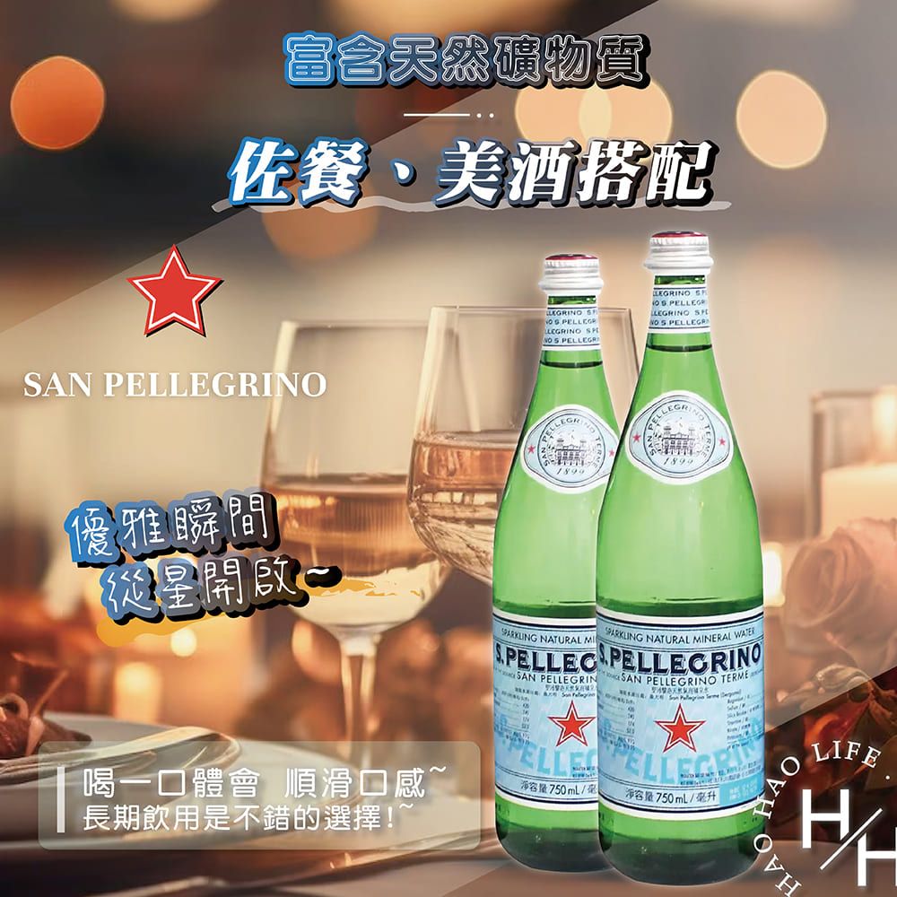 S.Pellegrino 聖沛黎洛 天然氣泡水 750毫升X12瓶 