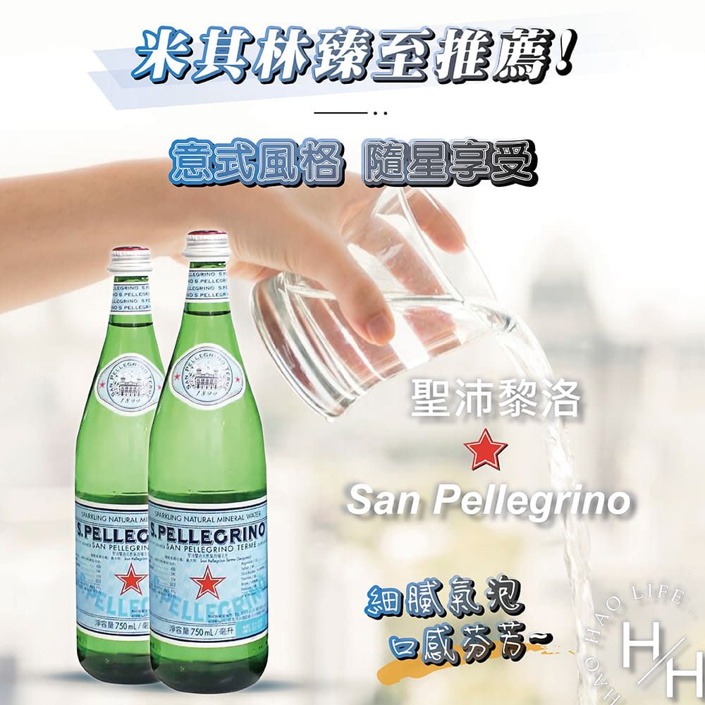 S.Pellegrino 聖沛黎洛 天然氣泡水 750毫升X12瓶 