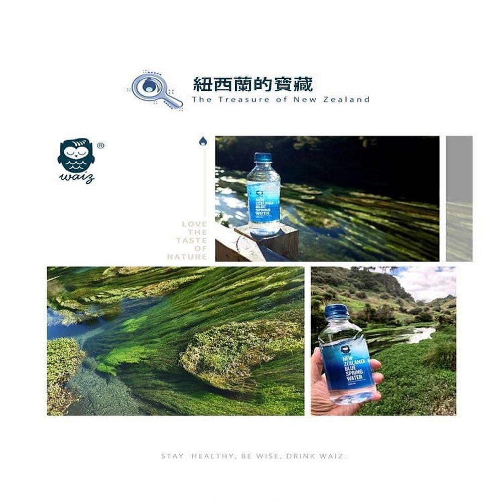 waiz紐西蘭的寶藏The Treasure of New ZealandLOVETHETASTEOFNATURESTAY HEALTHY, BE WISE, DRINK WAIZNEWZEALANDBLUESPRINGWATER