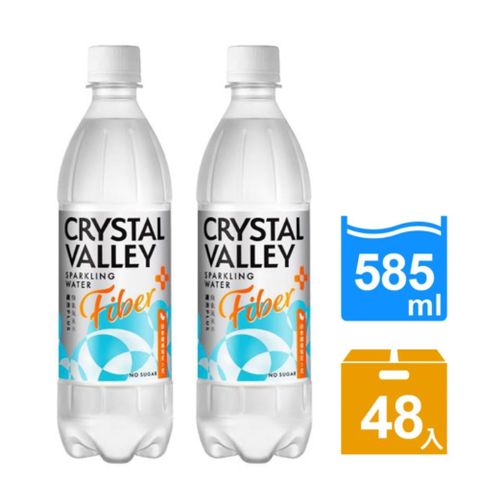 【金車】CrystalValley礦沛PLUS+纖維氣泡水585ml(24罐x2箱)