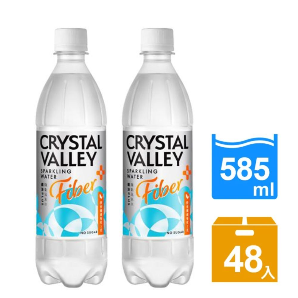 金車 CrystalValley礦沛PLUS+纖維氣泡水 585ml-24罐x2箱