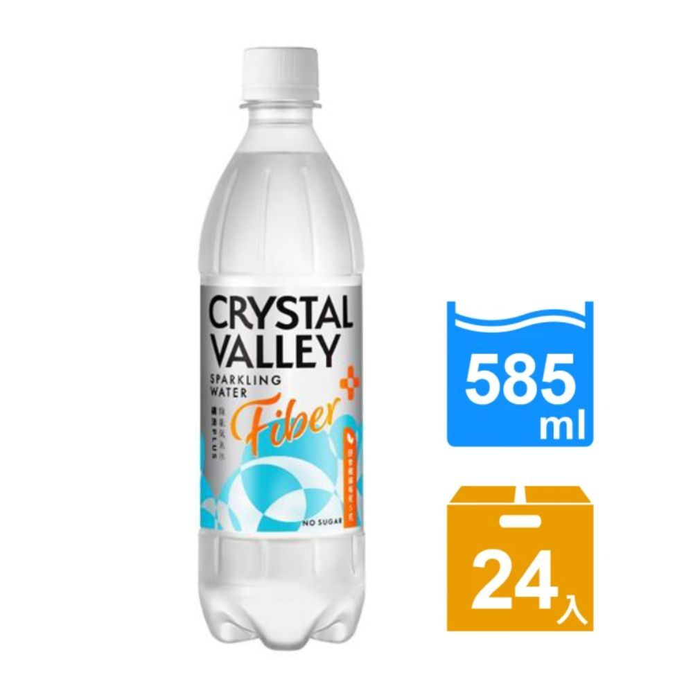 金車 CrystalValley礦沛PLUS+纖維氣泡水 585ml-24罐
