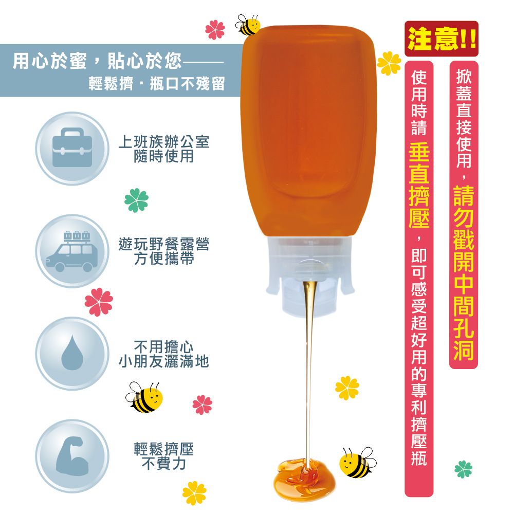 彩花蜜 台灣龍眼蜂蜜擠壓瓶升級組(700g+350g)
