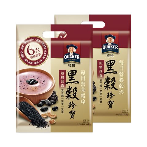 【QUAKER 桂格】營養榖珍麥片-黑穀珍寶(27gx10包/袋)x2袋