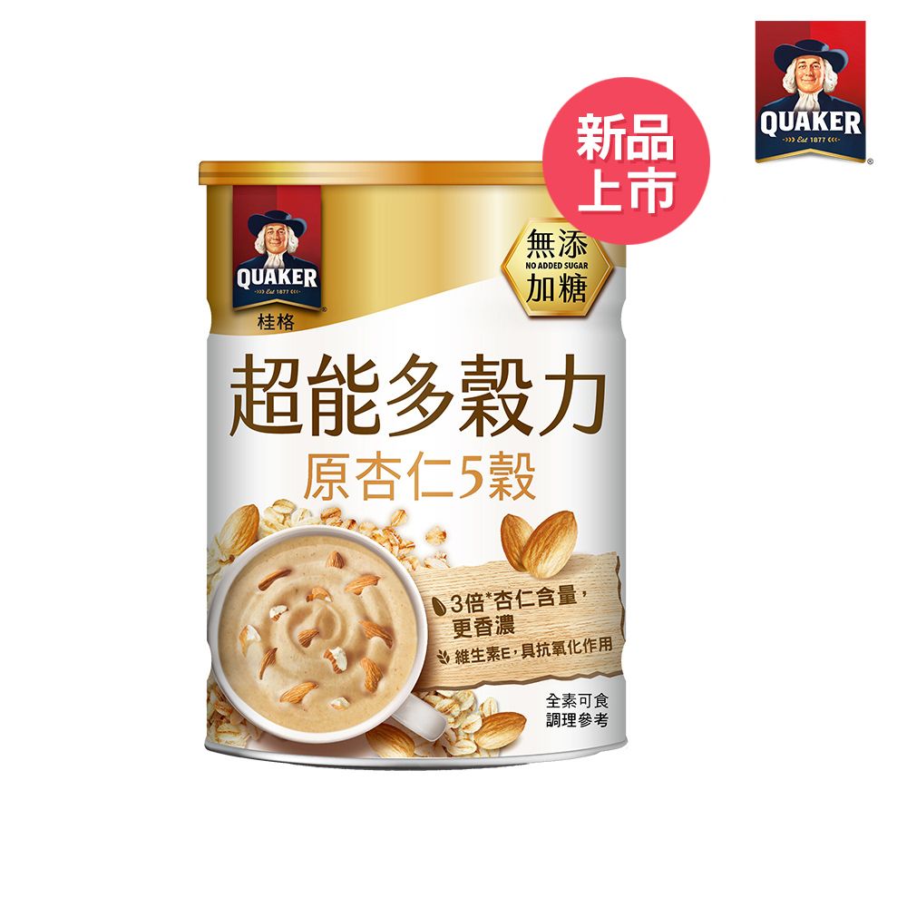 Quaker 桂格 超能多穀力原杏仁5穀-無糖 (390g/罐)