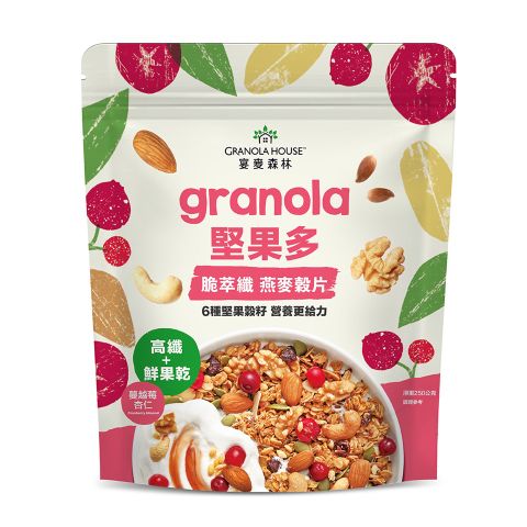 Granola House 宴麥森林 堅果多 脆萃纖燕麥穀片 蔓越莓杏仁 250g/包