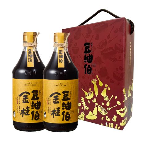 【豆油伯】金桂釀造醬油兩入窗花禮盒組