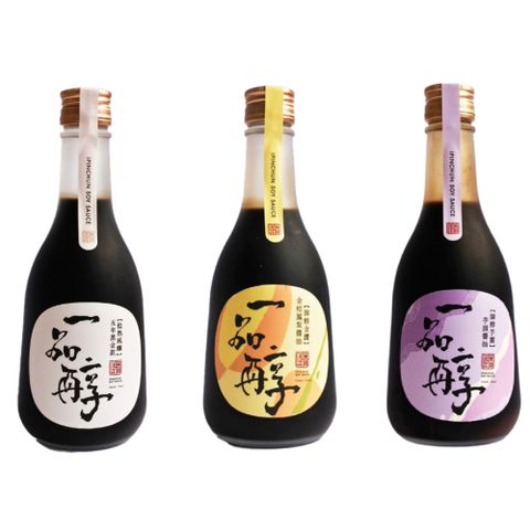 一品醇商號。五年黑金醬油+金桔鳳梨醬油+芋頭醬油(360ml±3%/瓶，各一瓶，共三瓶)