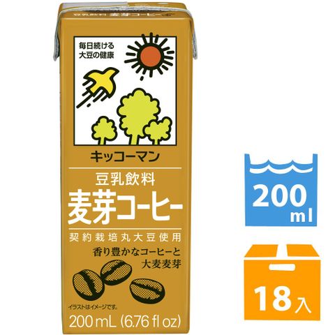 龜甲萬 龜甲萬豆乳豆奶-麥芽咖啡風味 (200ml *18入) #日本製造#豆漿#豆奶