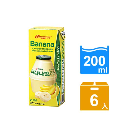 【韓味不二】香蕉牛奶 (200ml*6入)Binggrae