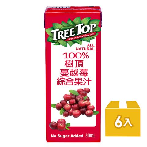 美國人氣品牌熱銷Tree top樹頂100%蔓越莓綜合果汁200mlX6入