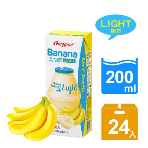 【韓味不二】Binggrae-light香蕉風味牛奶(200ml*24入)