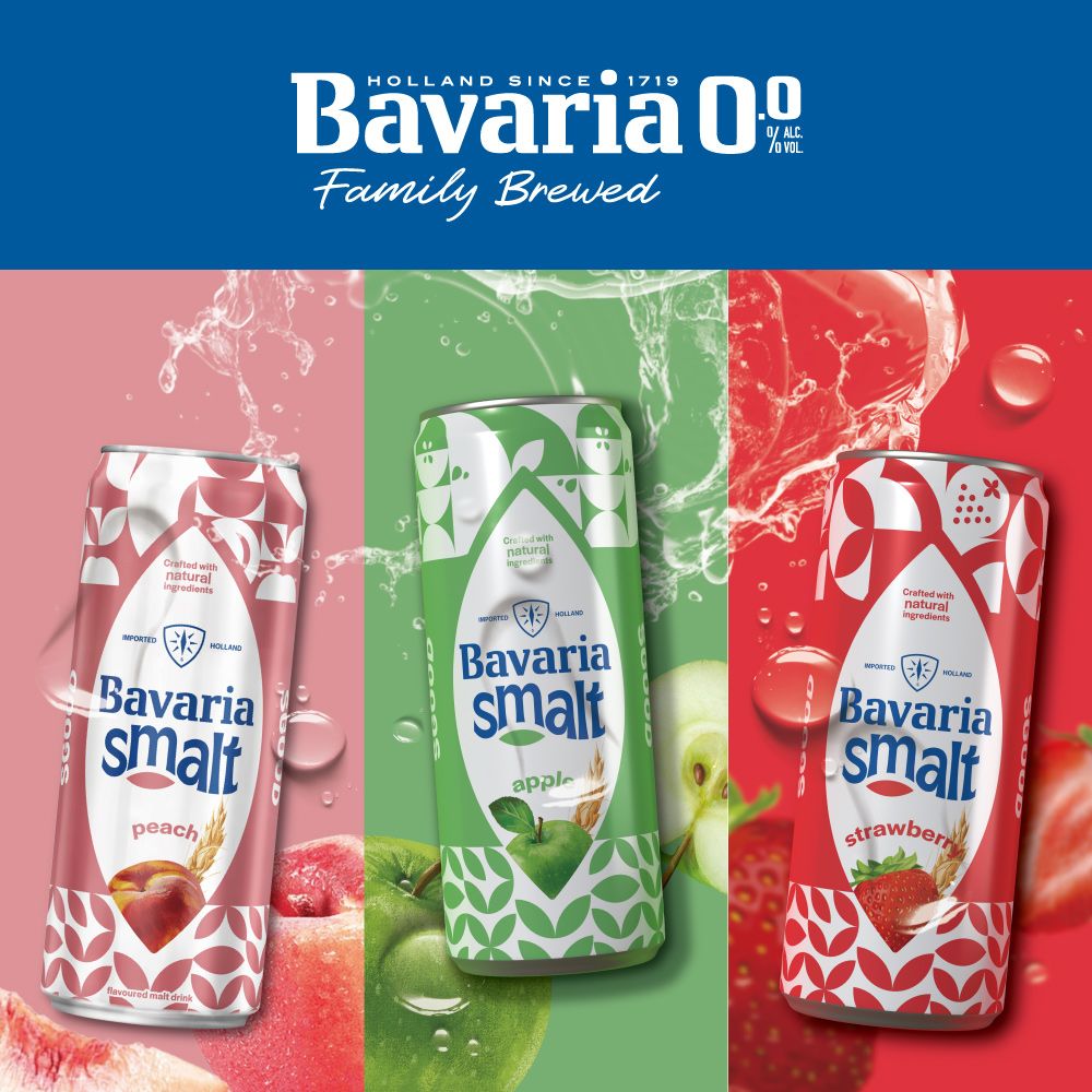 withnaturalIngredientsHOLLAND SINCE 1719Bavaria Family BrewedALC withnaturalCrafted withnaturalingredientsHOLLANDBavariaspeach HOLLANDBavariasmaltapple HOLLANDBavariasmaltstrawber malt drink