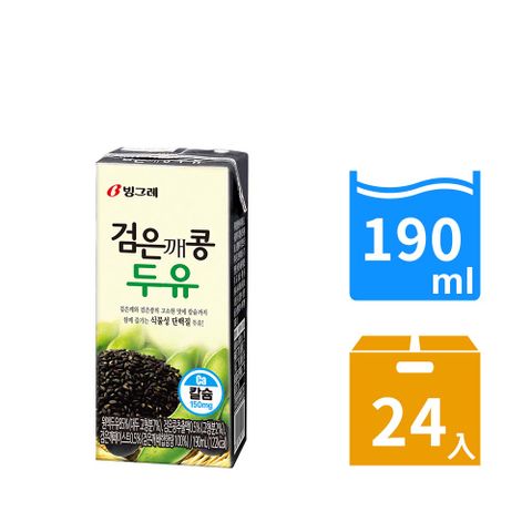 【韓味不二】Binggrae-	黑芝麻黑豆豆奶190ml(24入/箱購)