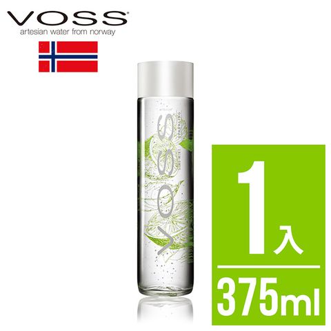 挪威VOSS芙絲萊姆薄荷風味氣泡水(375ml)-時尚玻璃瓶