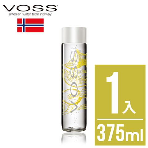 挪威VOSS芙絲檸檬小黃瓜風味氣泡水(375ml)-時尚玻璃瓶