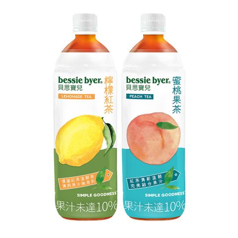 【貝思寶兒】檸檬紅茶、蜜桃果茶 980ml 寶特瓶x12 箱購