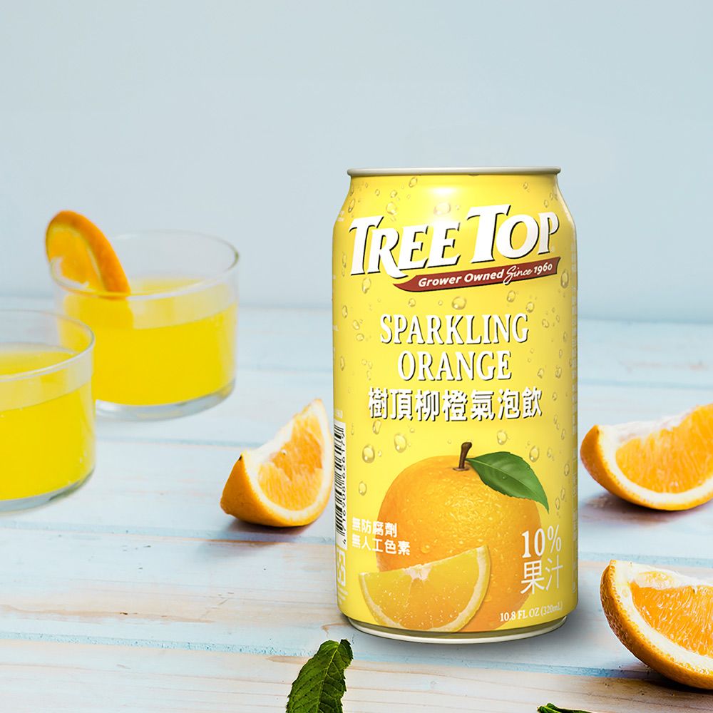TREE TOPGrower Owned  1960 SPARKLINGORANGE柳橙氣泡飲無防腐劑 無人工色素%10 果汁10.8FLOZ (