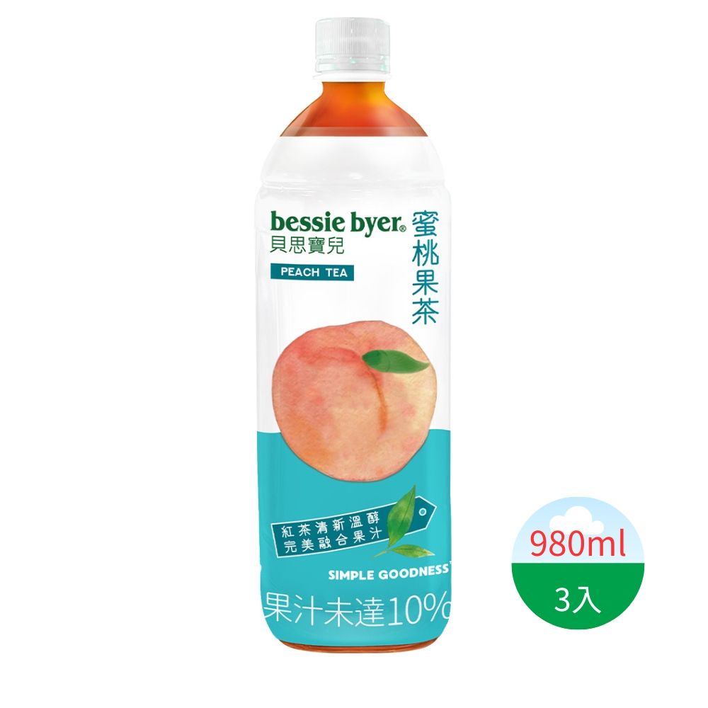 Bessie Byer 貝思寶兒 蜜桃果茶980mlx3入