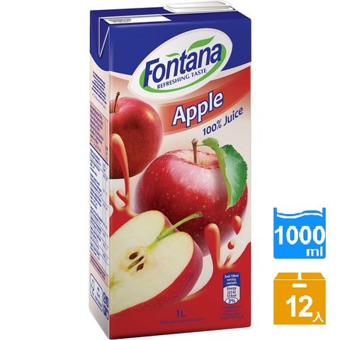 國際知名航空公司選用飲品FONTANA 蘋果汁 1公升x12入