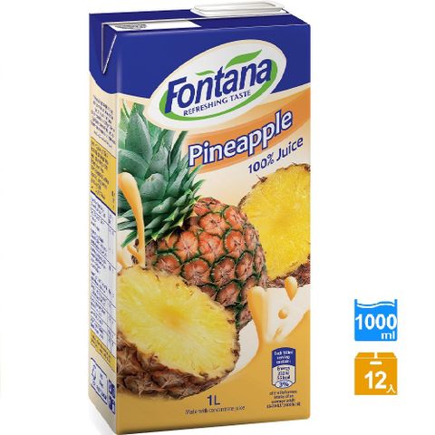 國際知名航空公司選用飲品FONTANA 鳳梨汁 1公升 x12入