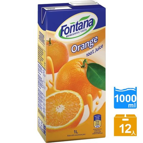 國際知名航空公司選用飲品FONTANA 柳橙汁 1公升 x12入