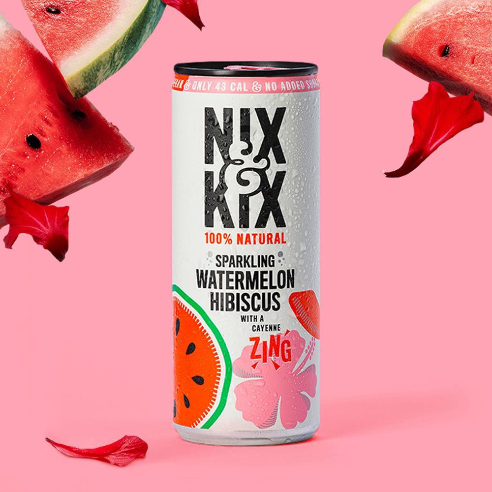  【Nix & Kix】英國原裝 鮮榨果汁氣泡飲_西瓜洛神 250ml*4入