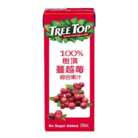【TREE TOP樹頂】100%嚴選蔓越莓綜合果汁_200ml_利樂包x6