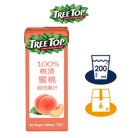 【TREE TOP樹頂】100%水蜜桃綜合果汁_200ML_利樂包x6