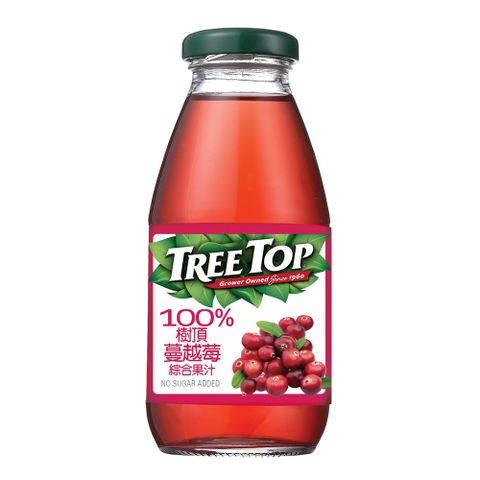 【TREE TOP樹頂】100%蔓越莓綜合果汁_300ML_玻璃瓶x24 箱購