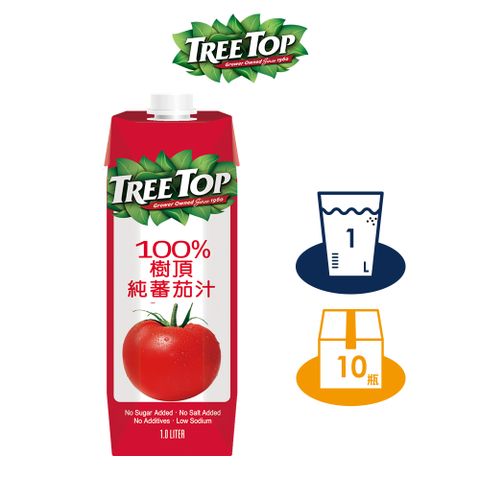 【TREE TOP樹頂】100%純蕃茄汁_1L_晶鑽包  x10 箱購