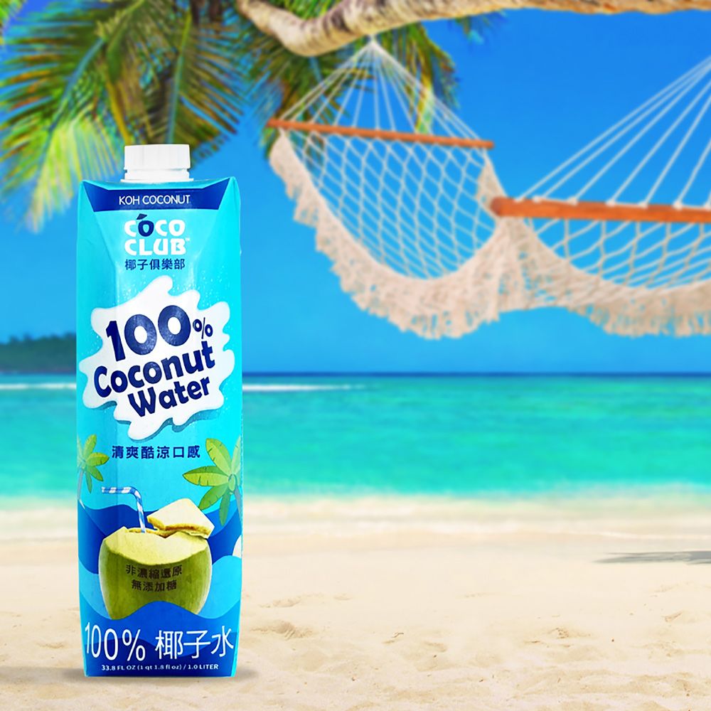 KOH CNUTOCOCLUB椰子俱樂部00%CoconutWater清爽酷涼口感非濃縮無添加糖100% 椰子水33.8 FL  1    )/1.0 LITER