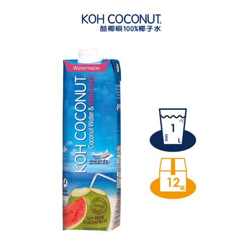 【KOH COCONUT酷椰嶼】_椰子西瓜汁_1L_晶鑽包 x12 箱購