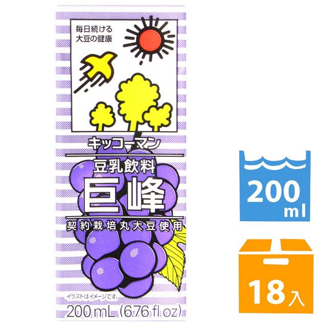 龜甲萬  豆乳-巨峰葡萄風味 (200ml*18入)