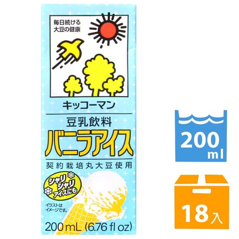 龜甲萬 龜甲萬豆乳豆奶-香草冰淇淋風味 (200ml*18入)