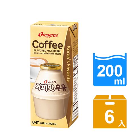 【韓味不二】咖啡牛奶 (200ml*6入)Binggrae