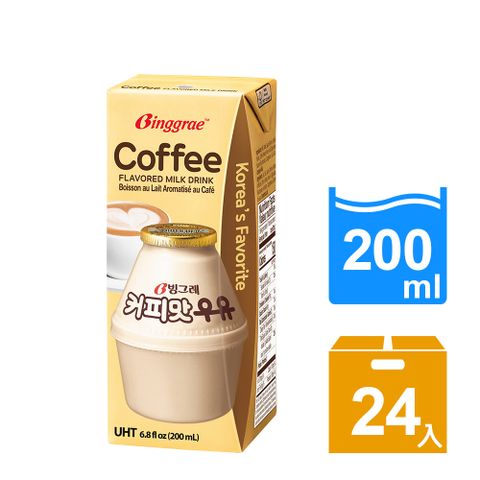 【韓味不二】咖啡牛奶 (200ml*24入)Binggrae