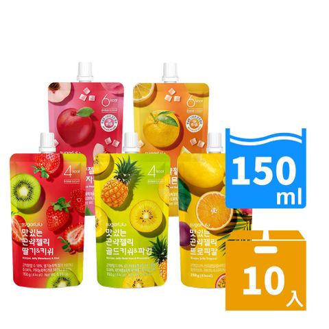 【韓味不二】INTAKE韓國蒟蒻果凍飲150g10入箱購 口味任選(熱帶水果/草莓奇異果/奇異果鳳梨口味)