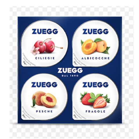 義大利ZUEGG 綜合果醬隨身包組4入x25g(櫻桃,杏桃,水蜜桃,草莓)
