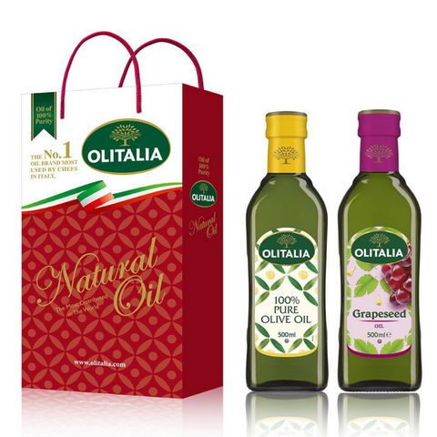 Olitalia奧利塔純橄欖油+葡萄籽油禮盒組500mlx2瓶