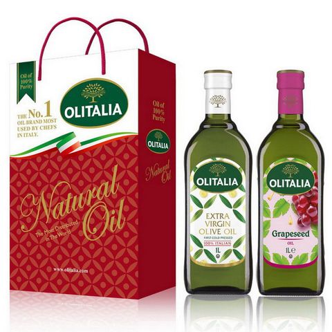 Olitalia奧利塔特級初榨橄欖油+葡萄籽油禮盒組1000ml(共2瓶)(母親節送禮首選)